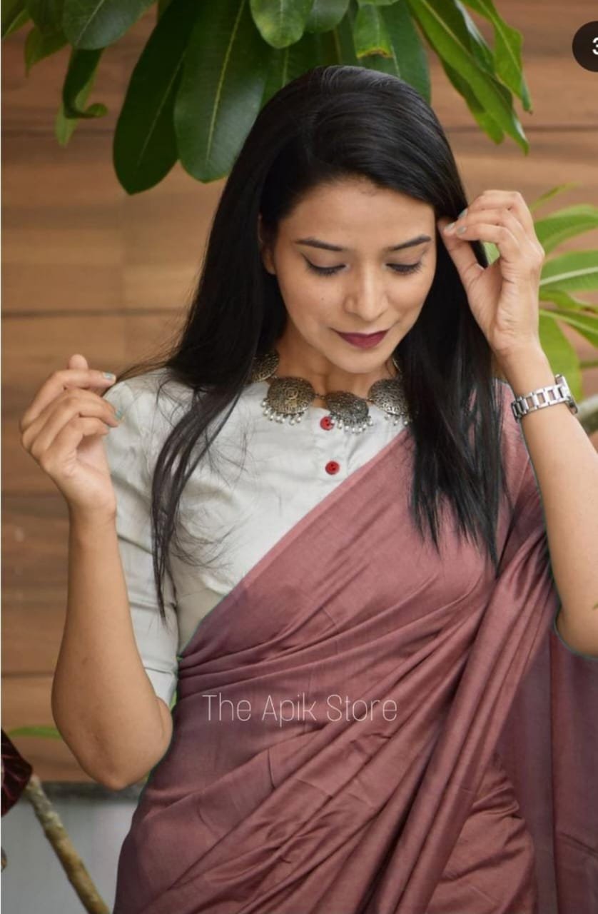 Bagru Block Plane Mulmul Cotton Saree